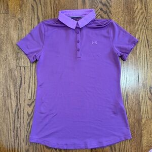 Under Armour Fitted Polo Heat Gear Purple Short Sleeve Size XS
